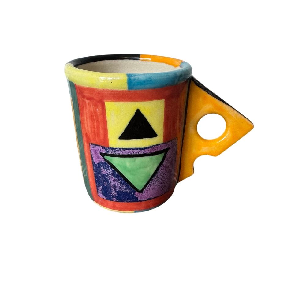 1980s post-modern design ceramic piece Mug abstract geometric studio art